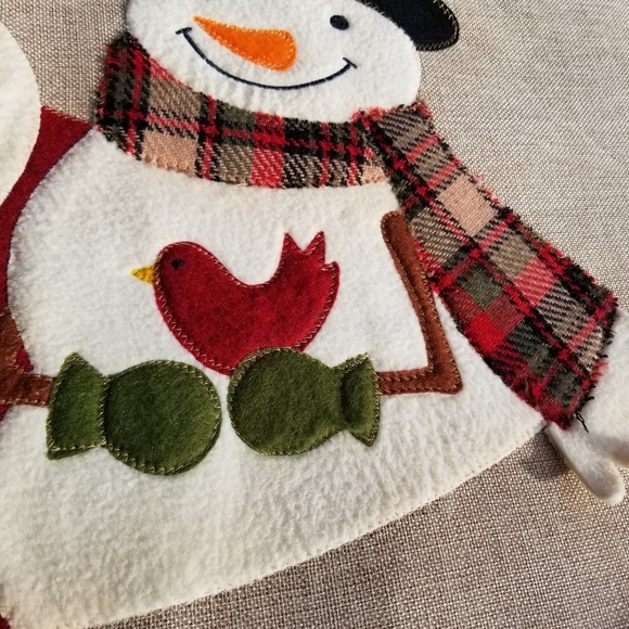 Burlap 48" Round Christmas Tree Skirt Rustic Santa Snowman Cardinal Holly - Picture 9 of 14